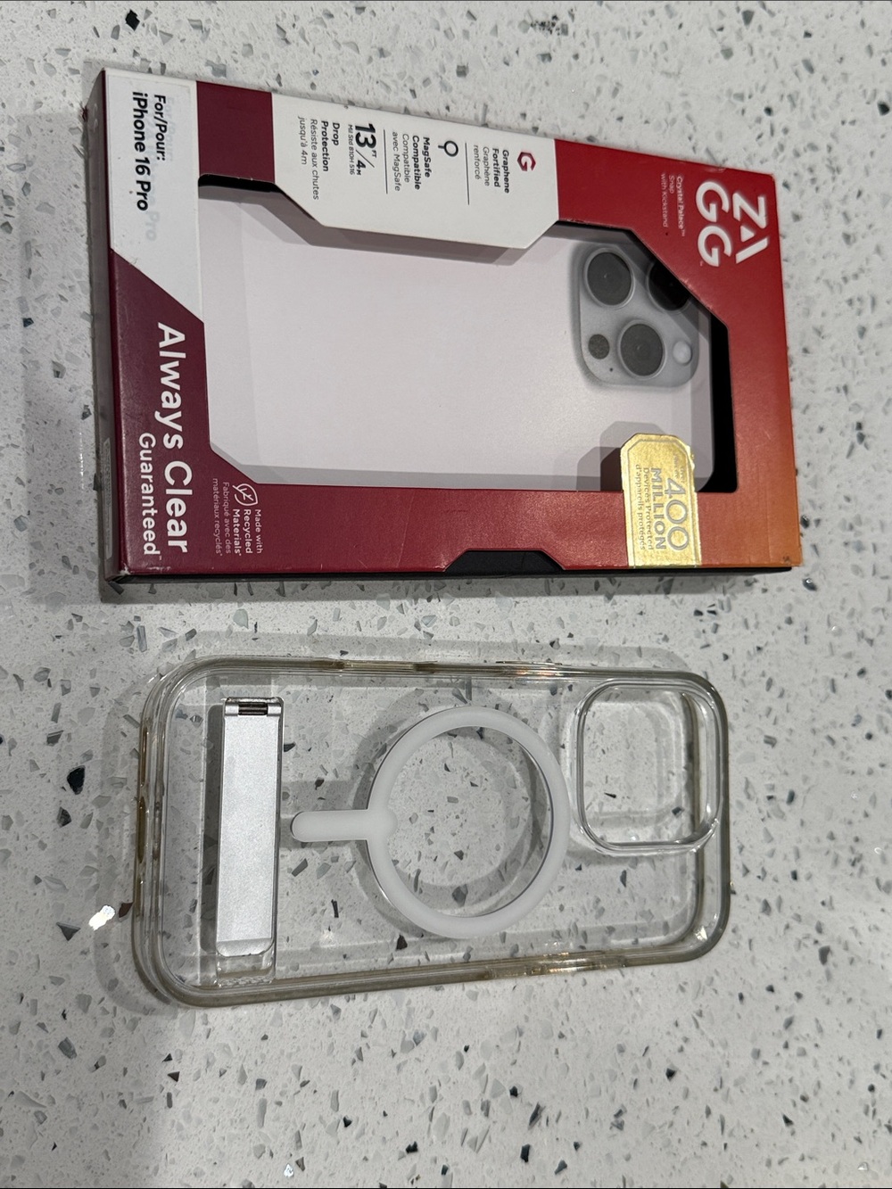 ZAGG Transparent Case with MagSafe Ring w faulty Kickstand - Clear Iphone 16 Pro